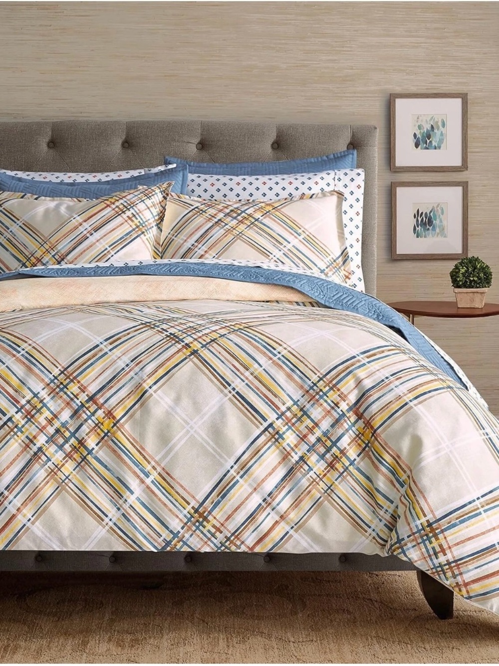 Scott Living 3pc Set-1 Duvet cover 2 Pillow Shams, Full/Queen, King 100% cotton